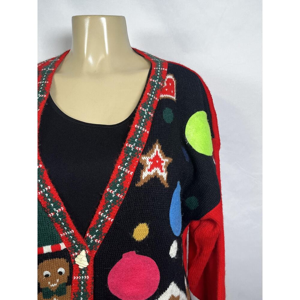Playclothes Sweater‎ Womens Small Ugly Christmas Cardigan Gingerbread Made USA - Picture 4 of 15